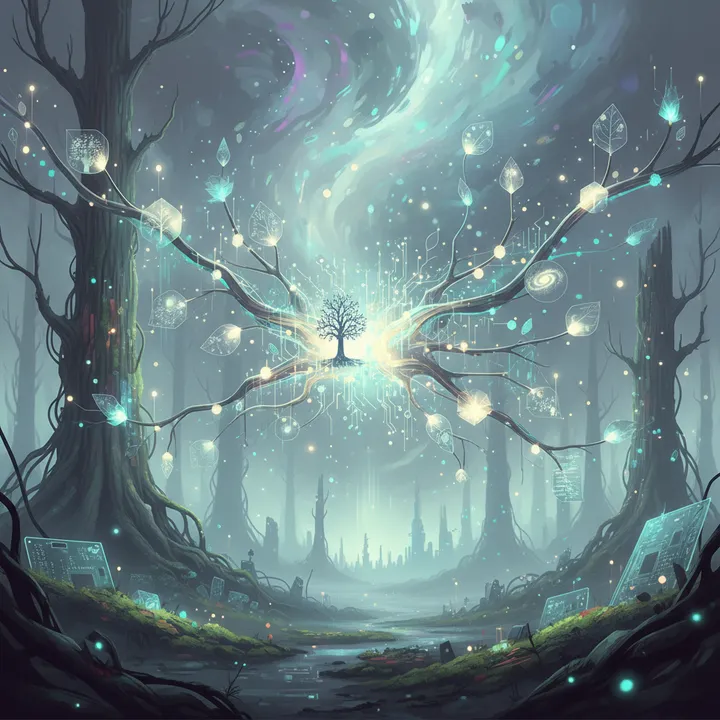 A web of glowing neural connections linking memories together